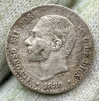 Moneda PLATA 50 Centimos 1880 * (X-0) ALFONSO XII