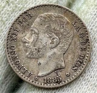 Moneda PLATA 50 Centimos 1885 *(8-6)  Alfonso XII