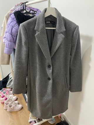 Abrigo Zara Gris Claro Talla M