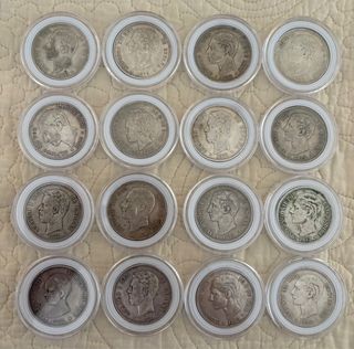 5 Pesetas Plata Alfonso XII y XIII Varios Años