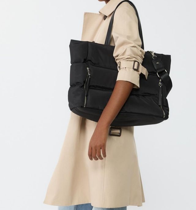 Bolso shopper acolchado negro Stradivarius