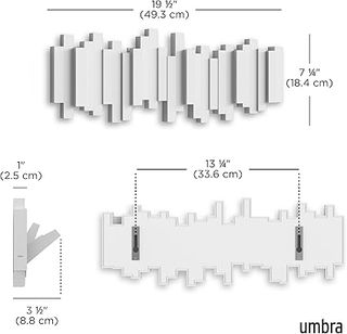 Perchero Decorativo Pared Madera Blanco