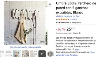 Perchero Decorativo Pared Madera Blanco