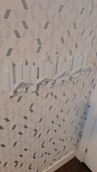 Perchero Decorativo Pared Madera Blanco