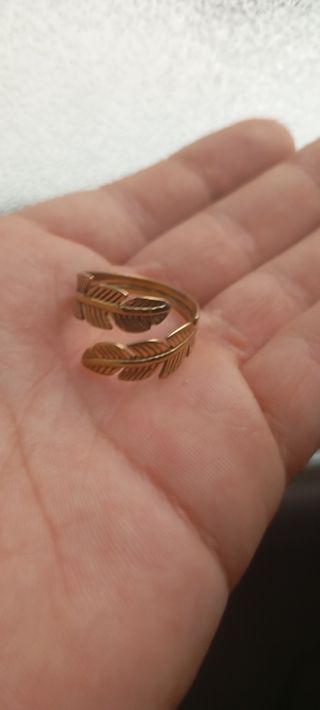 Anillo ajustable con diseño de plumas No se oxida
