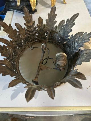 Lámpara Techo Vintage Metal Plateado Hojas