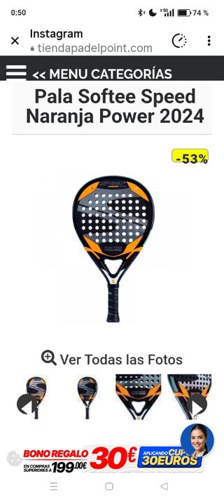Pala de pádel SPEED Orange Power Pro