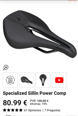Sillín Specialized Power Comp Negro