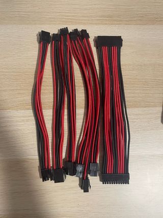 Cables Fuente Alimentación PC Trenzados Rojo/Negro