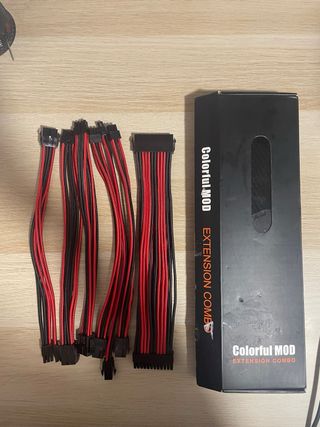 Cables Fuente Alimentación PC Trenzados Rojo/Negro