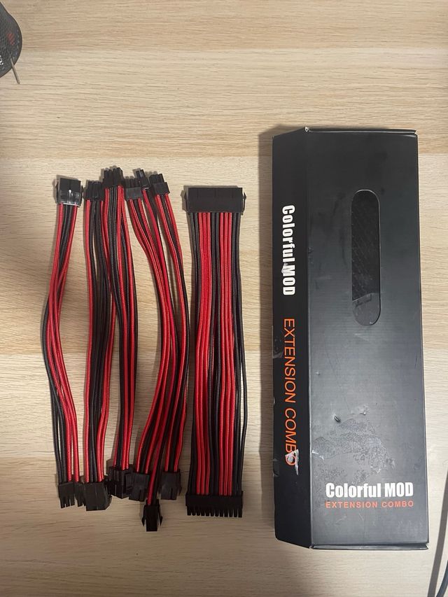 Cables Fuente Alimentación PC Trenzados Rojo/Negro