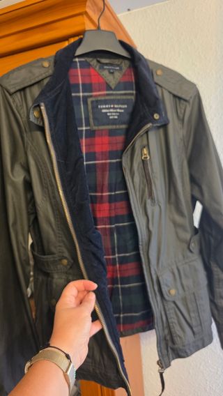 Parka Tommy Hilfiger Encerada Verde Talla 40 mujer