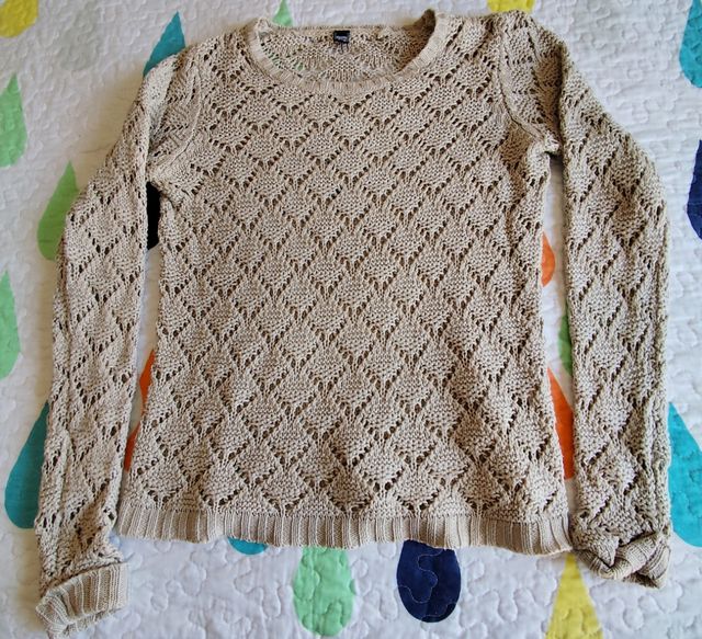 Jersey de punto calado beige Talla S