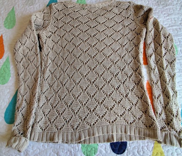 Jersey de punto calado beige Talla S