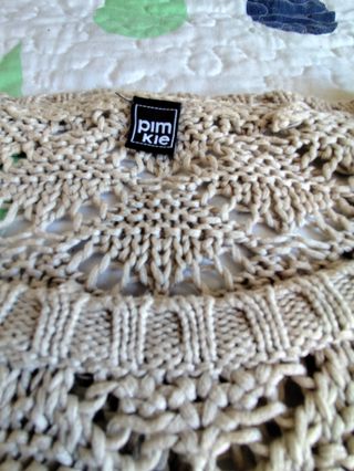 Jersey de punto calado beige Talla S