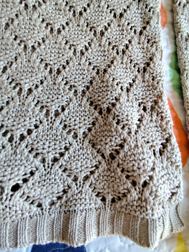 Jersey de punto calado beige Talla S