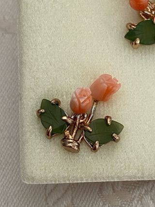 Pendientes Vintage Coral y Jade Swoboda #1
