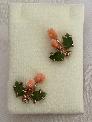 Pendientes Vintage Coral y Jade Swoboda #1