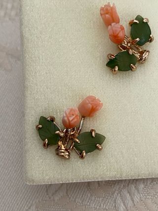 Pendientes Vintage Coral y Jade Swoboda #1