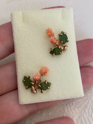 Pendientes Vintage Coral y Jade Swoboda #1