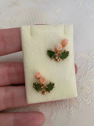 Pendientes Vintage Coral y Jade #5