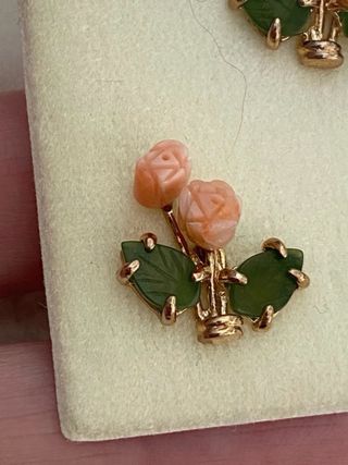 Pendientes Vintage Coral y Jade #5