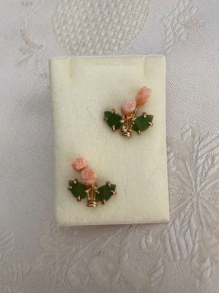 Pendientes Vintage Coral y Jade #5