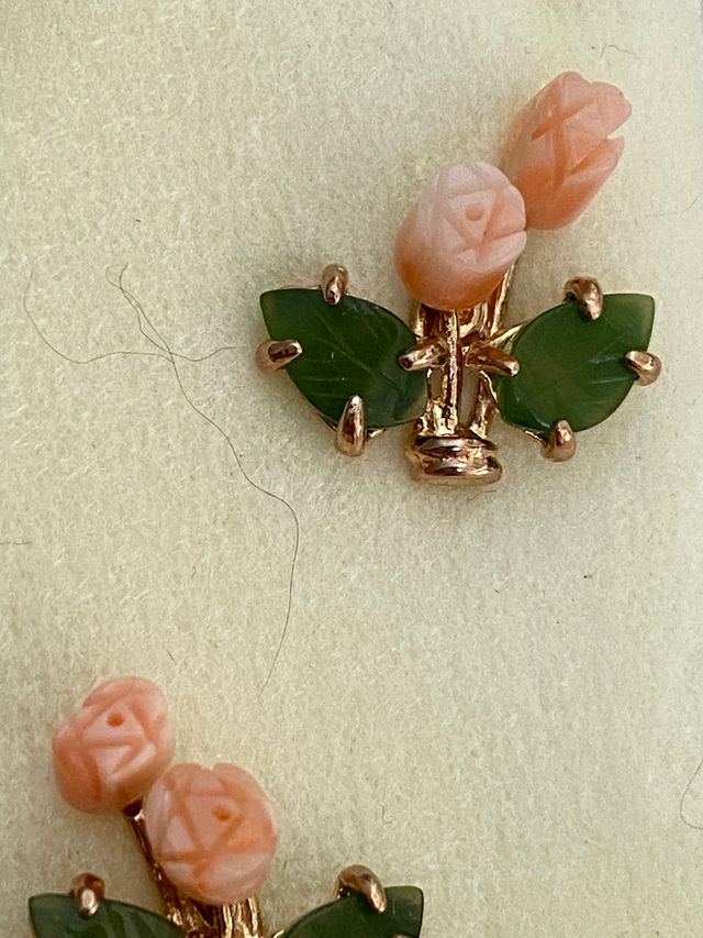 Pendientes Vintage Coral y Jade #5