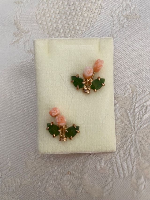 Pendientes Vintage Coral y Jade #5