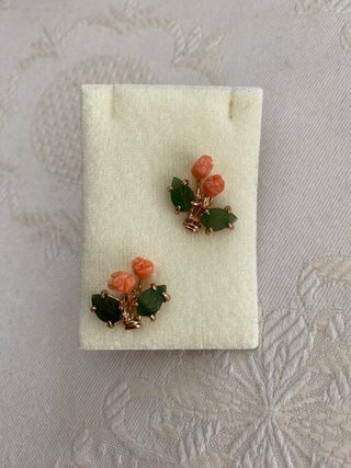 Pendientes Vintage Coral y Jade