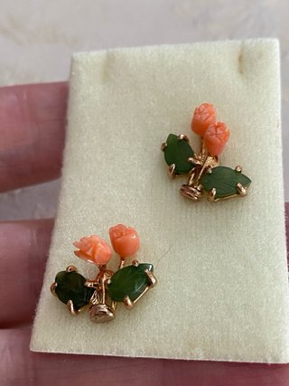 Pendientes Vintage Coral y Jade