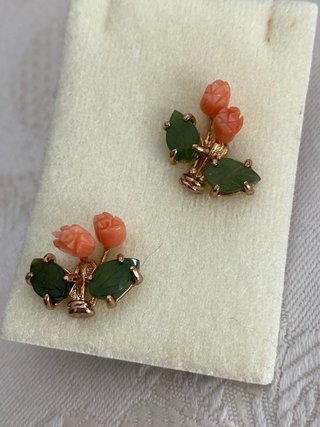 Pendientes Vintage Coral y Jade