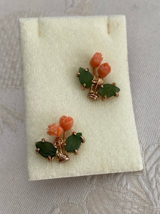 Pendientes Vintage Coral y Jade