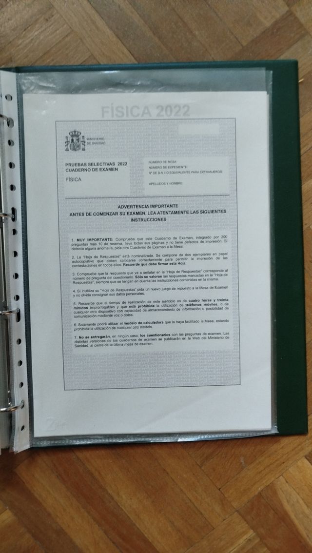 Exámenes oficiales RFIR