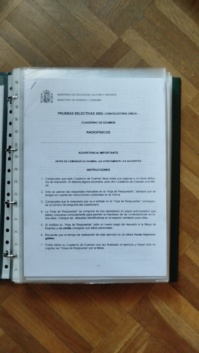 Exámenes oficiales RFIR