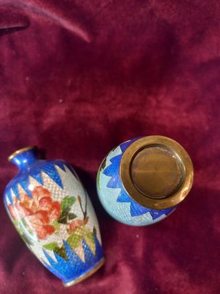 Juego de 2 jarrones chinos con flores