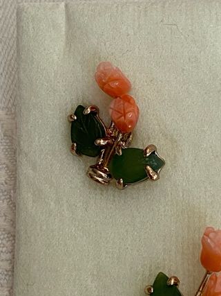 Pendientes Vintage Coral y Jade Swoboda #2