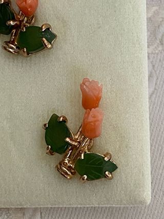 Pendientes Vintage Coral y Jade Swoboda #2
