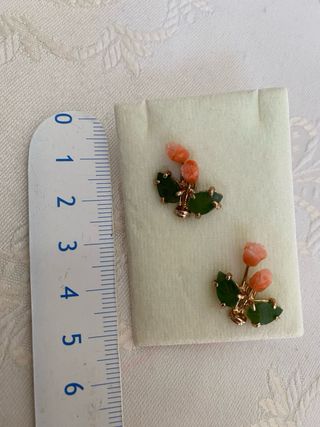 Pendientes Vintage Coral y Jade Swoboda #2