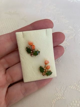 Pendientes Vintage Coral y Jade Swoboda #2