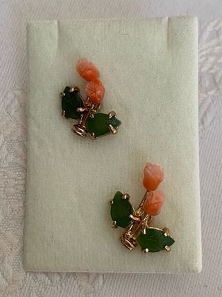 Pendientes Vintage Coral y Jade Swoboda #2