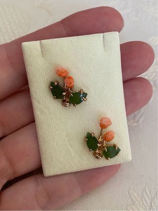 Pendientes Vintage Coral y Jade Swoboda #2