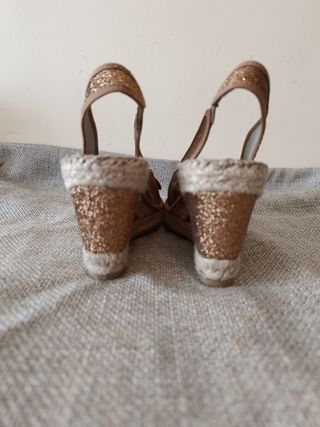 Zapatos mujer NUEVOS, tejido cobre brillante