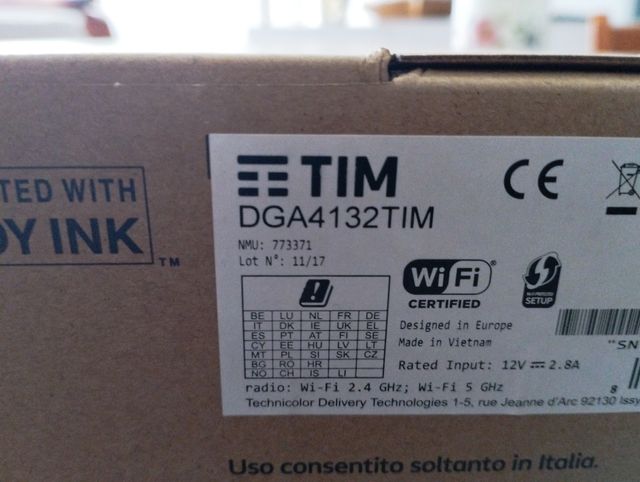 Modem Router Wi-Fi TIM HUB+ Technicolor DGA4132TIM