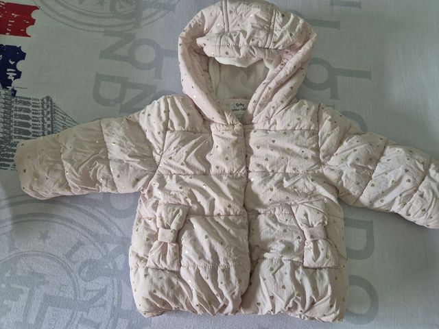 Chaqueta abrigo bebé rosa con corazones