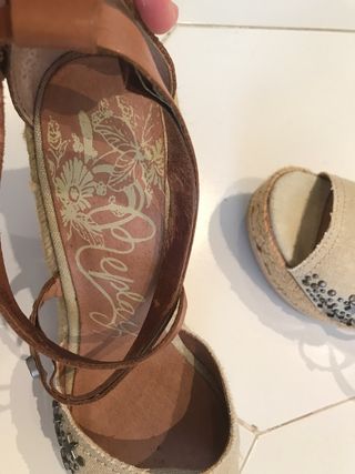 Sandalias Replay Piel y Tejido Beige/Marrón