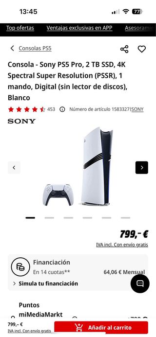 PlayStation 5 Pro Digital 2TB Blanca