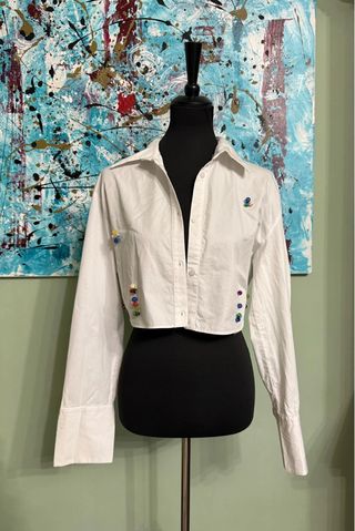 Camicia crop Zara con perline tg M