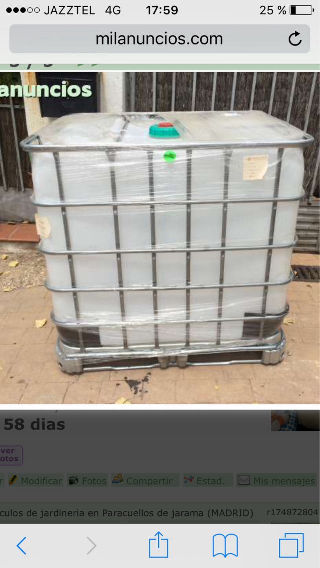 Depósito 1000L agua potable Shutz