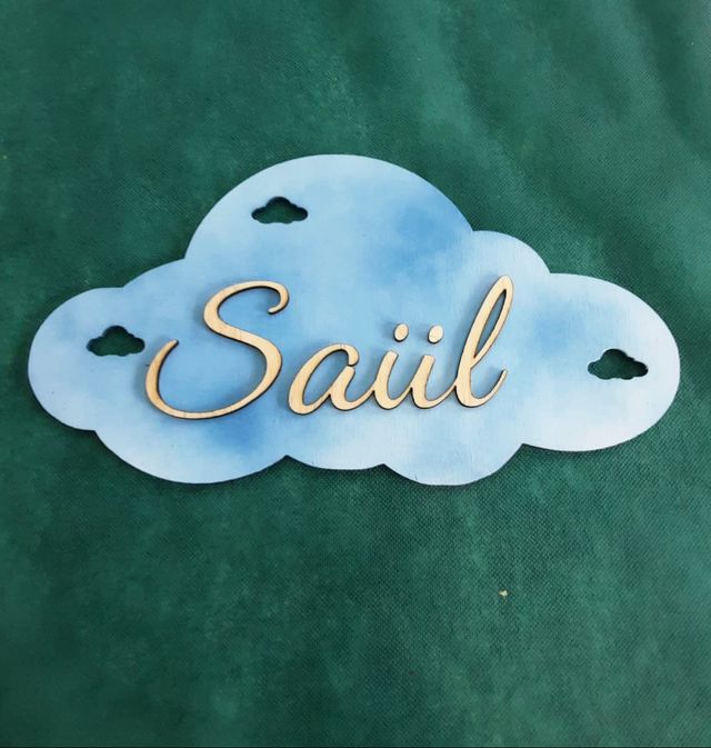 Cartello con nome in legno personalizzato blu